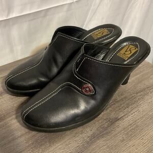 Victoria Spenser Heel Mule Black Leather “Pammy” 8M